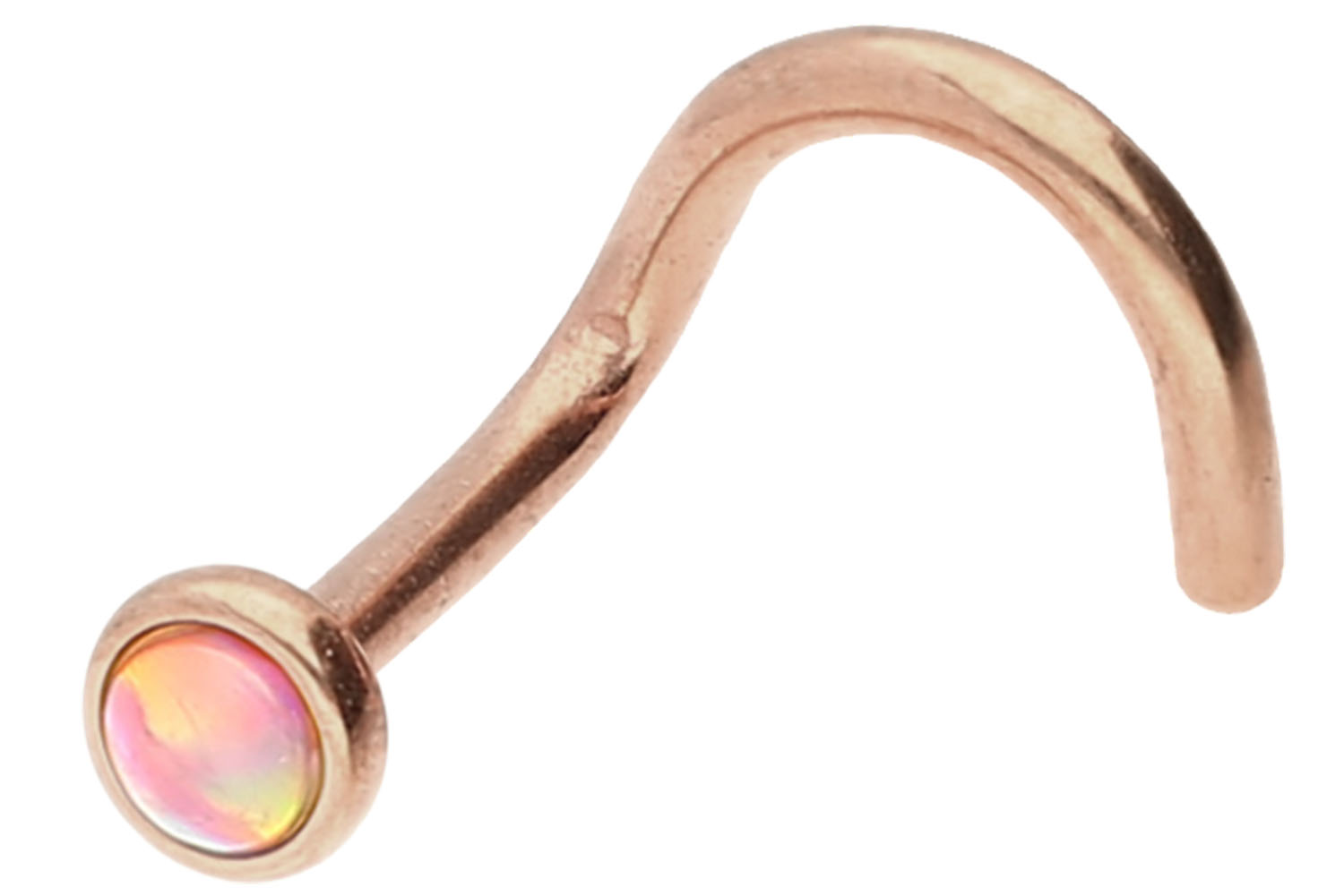 Chirurgenstahl Nasenstecker Nasenpiercing Spirale DISC + SYNTHETISCHER OPAL ++SALE++